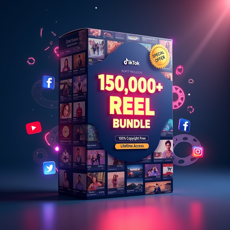 150,000+ Copyright-Free Reel Bundle – Viral Video Pack | Lifetime Access + Free Monetization