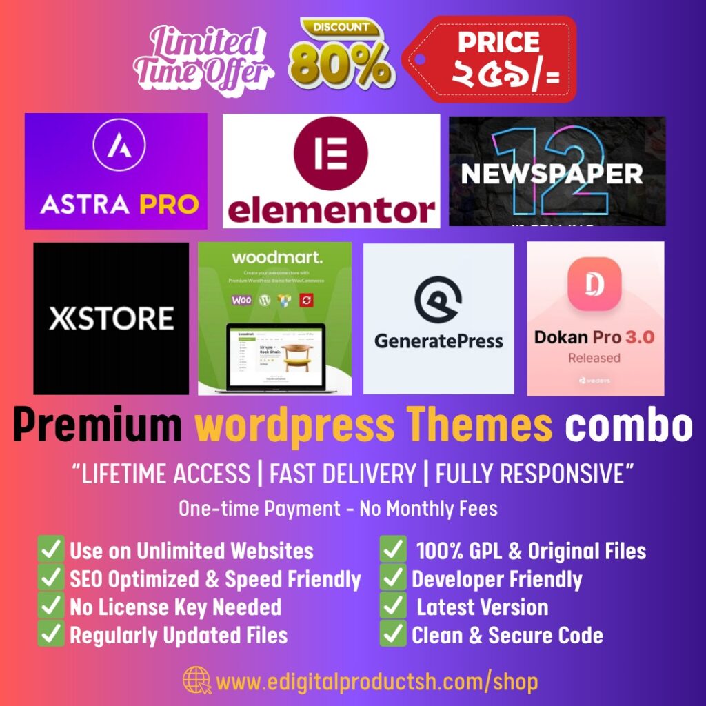 🔥 All-in-One Premium Theme Combo – WordPress + Shopify + Elementor 🔥