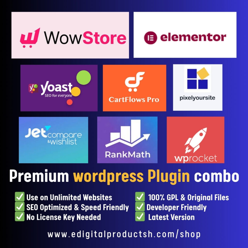 elementor pro, cartflows pro, rank math pro, wp rocket pro, woostore pro, yoast seo, pixelyoursite pro, jetcomparewishlist pro, wordpress plugins bundle, premium wordpress plugins, wordpress seo plugins, wordpress caching plugin, wordpress funnel builder, ecommerce wordpress plugins, wordpress comparison plugin, wordpress wishlist plugin, best wordpress plugins 2025